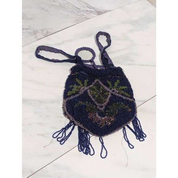 Unbranded Women's Navy Blue Floral Embroidery Made In Belgium Attached Mirror Be - Picture 1 of 6